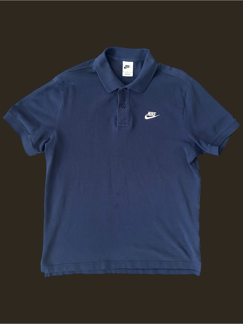 Nike Men’s Golf Polo Shirt Medium Navy Blue White Swoosh Logo